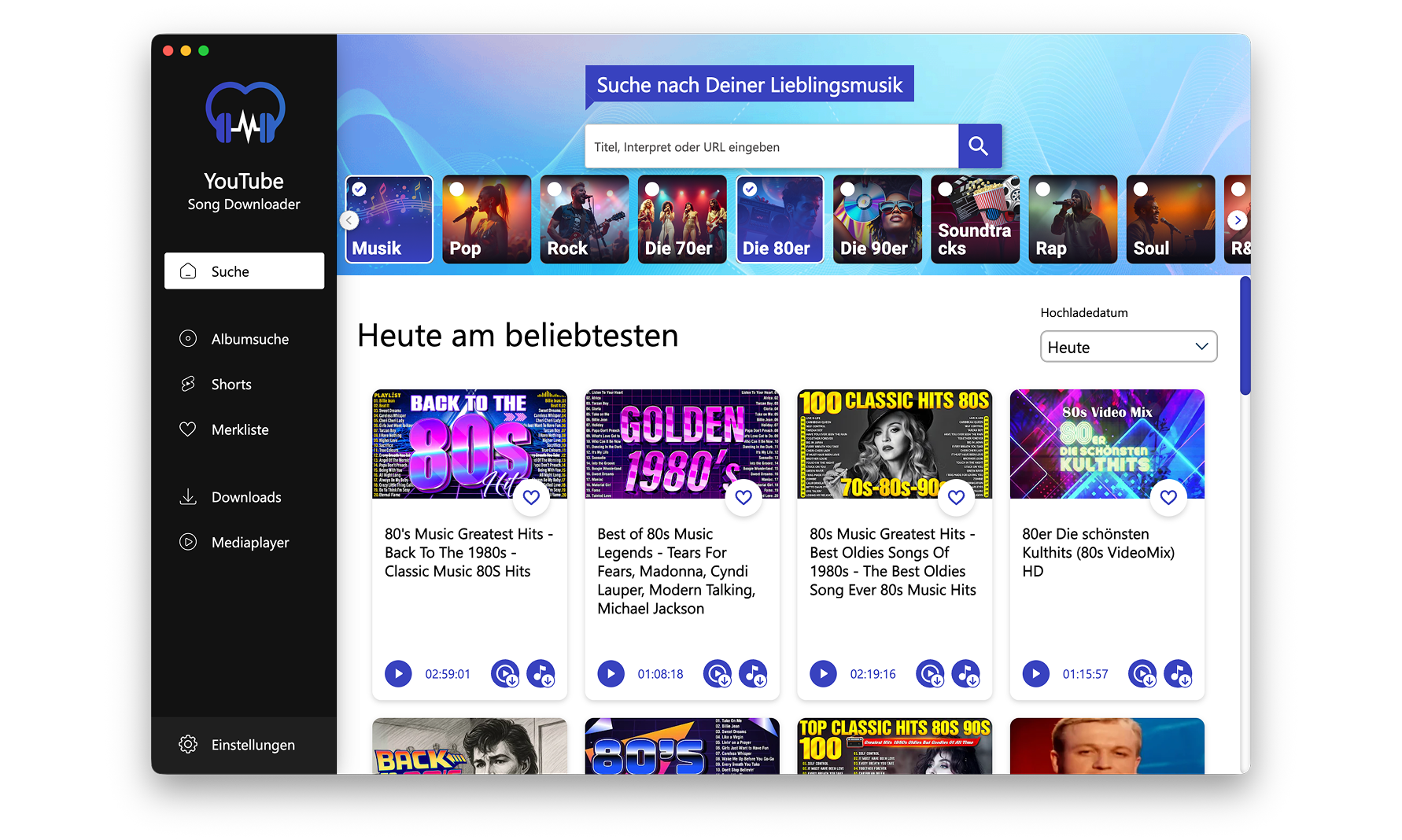YouTube Song Downloader mit Suche und Videodetails